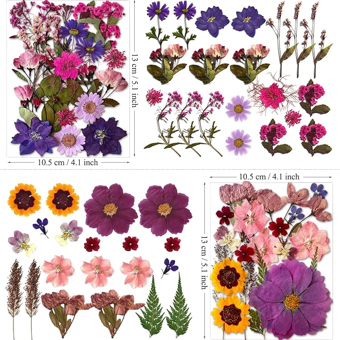 85Pcs Dried Pressed Flowers for Resin Molds, Real Natural Bulk Dry Floral Leave for DIY Art Crafts, Epoxy Jewelry, Candle, Soap Making, Nails Decors Gifts