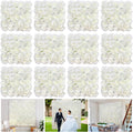 Silk Flower Wall Panels Backdrop 15 * 15inch- 12Pcs Wedding Wall DIY 3D Floral Panels Handmade Fake Flower Screen for Photo Photography Party Event Baby Shower Wall Background Décor-White