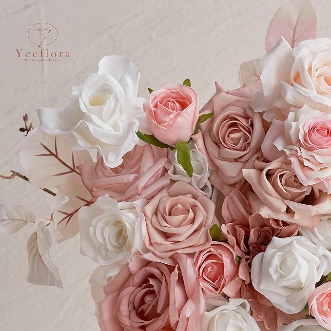 Artificial Flowers, 25pcs Artificial Rose for DIY Wedding Bouquets Centerpieces Arrangements, Pink Foam Roses with Stem for Bridal Shower Party Home Decorations