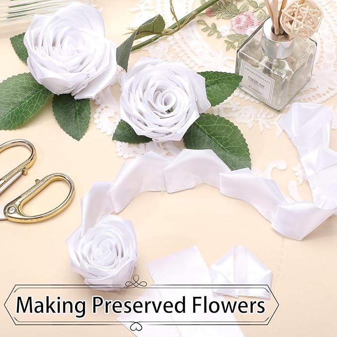 White Ribbon 60 Yards 1 1/2 inch White Satin Ribbon Wide Gift Ribbons for Flower Floral Arrangement Gift Wrapping Chair Cheer Bows Wedding Bride Sash Baby Shower Christmas Bedroom Decor