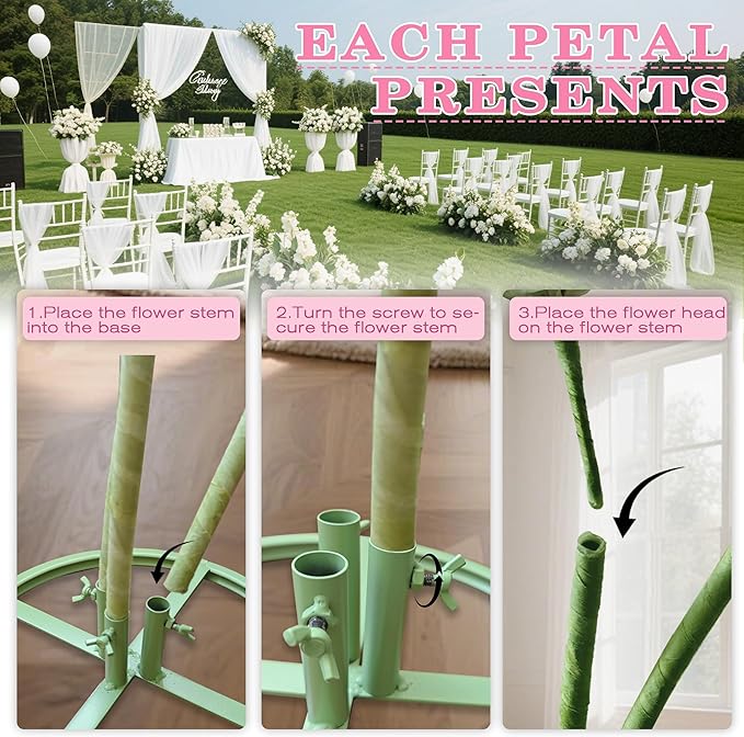 3pc Giant Flowers for Backdrop Wedding Reception Essential Decoration, Adjustable Big Flower for Decoration,Party Banquet Decor,Home Decor,Photographic Props,Shop Window Display (Pink)