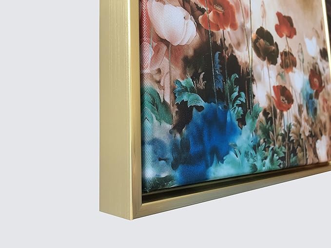 Wieco Art Framed Wall Art Blooming Poppies Canvas Prints Wall Art Colorful Flowers Pictures Paintings for Living Room Bedroom Bathroom Home Decorations Floral Giclee Artwork