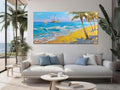 Brushart Beach Canvas Wall Art for Living Room Large, Coastal Bedroom Picture, Painting Wall Decor Ocean Textured Artwork for Walls Home Office 58"x29"