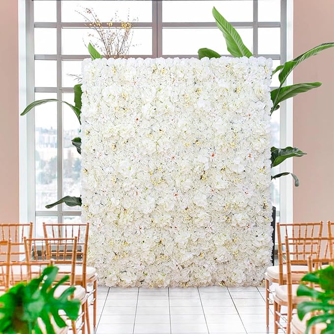 Flower Wall Backdrop 9pcs 16.5x16.5 Inch Flower Wall Decor Artificial Floral Wall Panel Ideal for Wedding Celebrations, Festive Party Birthday Backdrops and Elegant Home Decor