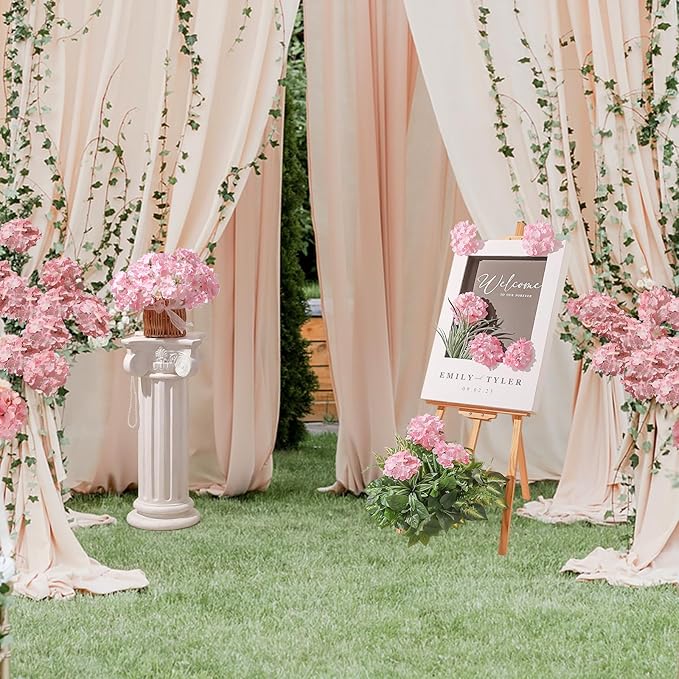Veryhome 20Pcs Pink Hydrangea Artificial Flowers, Faux Hydrangea Flowers, Silk Flowers Heads with Stems, Fake Hydrangeas for Home Decor Wedding Party Centerpieces DIY Floral Arrangements