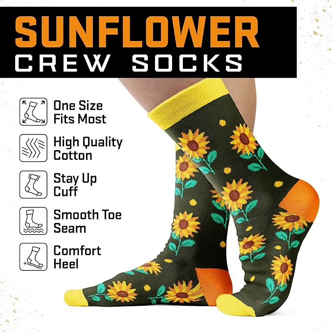 Sunflower Gifts for Women - Sunflowers Themed Socks, Ideal Gifts for sunflower Lovers, Perfect Socks for Women, Unique Stocking Stuffers, Ideal Gift For Birthday and Christmas