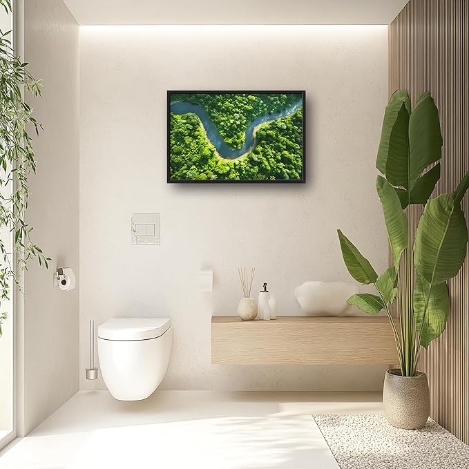 Framed Large Pictures Wall Art for Living Room, Forest River Landscape Oversized Wall Decor Nature Scenery Canvas Print Painting Extra Large Framed Artwork for Bedroom Office 36"x24"