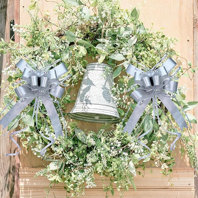 WEWILUCK Big Bow for Present, 15 PCS Pull Gift Bows for Gift Wrapping, Gift Baskets, Christmas, Wedding, and Birthday Party Decor(Silver with Rose Pattern, 6 inches)