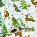 MAYPLUSS Christmas Wrapping Paper - 17 In x 33 Feet - Cute Watercolor Winter Snowy Wonderland Deer and Christmas Tree Print Holiday Gift Wrap Paper for New Year, Xmas Gift Wrap, Party, Nature Lover