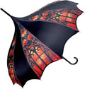 Pagoda Umbrella - Artisan Design with Bat Wing Scalloped Edges, Full Size Waterproof Windproof UV Protection Gothic Parasol with Carry Case