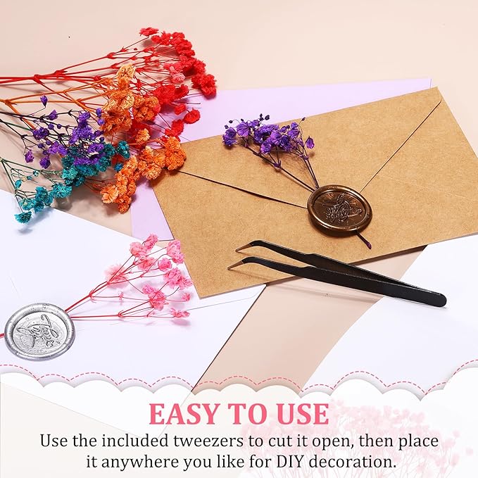 PATIKIL Mini Dried Gypsophila Flower Kit, 30Pcs 4 Inch Blue Natural Pressed Floral Bundles with Tweezer for DIY Resin Crafts Gift Wedding Christmas Card Decor Flower Bouquets