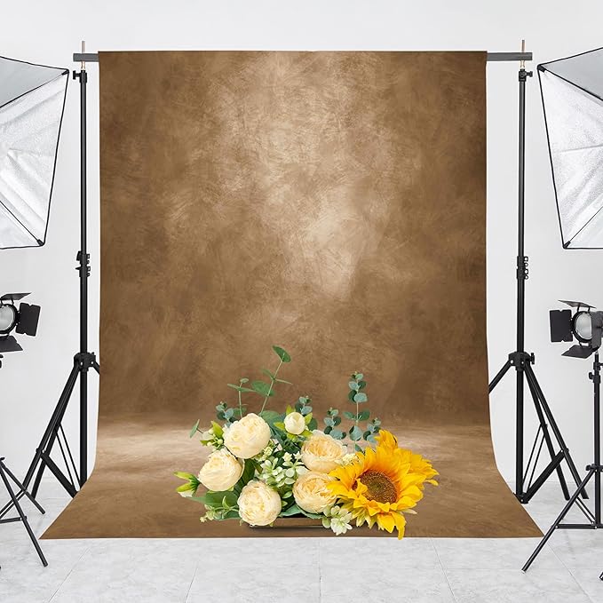 Abstract Professional Photography Backdrop for Portrait Photo Props Booth Background Photoshoot Studio with Polyester Fabric Roller Pocket on Top(8x12ft,Dark Brown,No Stand)
