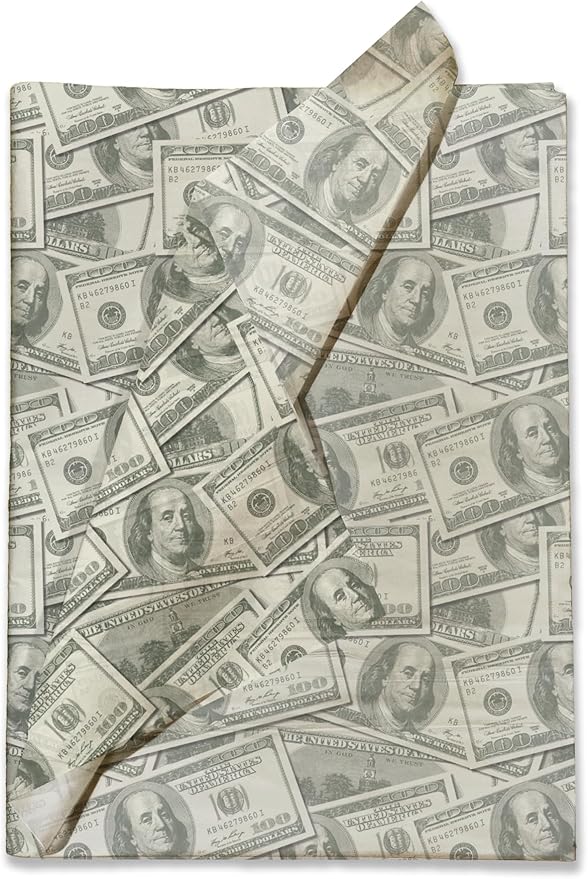 Money Printed Tissue Paper for Birthday Party Gift Bags or Boxes and Wrapping - Bulk Decorative Art Tissue Paper for Packaging and Gifting | 24 Sheets 20" x 30"