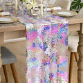 Artoid Mode Multicolor Gold Dahlia Flower Gauze Table Runner 120 Inch 10FT, Glitter Metallic Foil Sheer Cheesecloth Dining Holiday Table Decor for Home Party