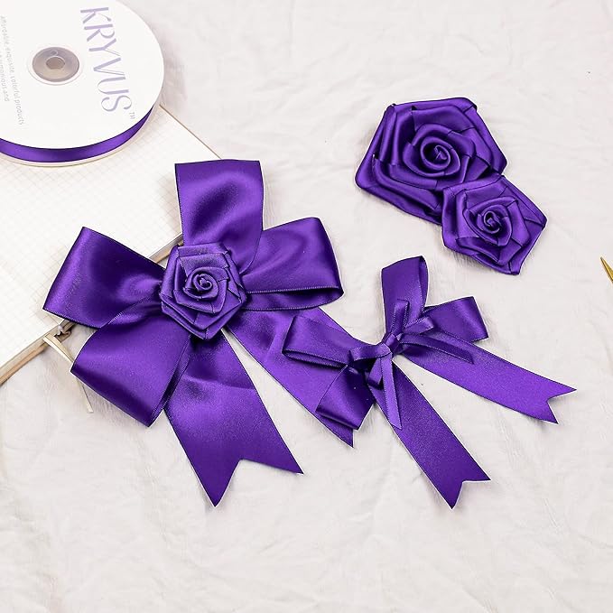 Purple Satin Ribbon, Double Faced 7/8 Inch X 50 Yards Purple Ribbon, Premium Satin Ribbon for Gift Wrapping, Crafts, Hair Bow Making, Sewing, Flower Bouquet, Wedding Party Decor