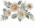Floral Sway Wall Art Sculpture | Flower Blossoms | Bloom Metal Wall Art Decor | Hanging Wall Decor | Leaf | Pastel Pink Ivory Gold | Horizontal Vertical Nature | Handpainted | Dimensional Home Accent