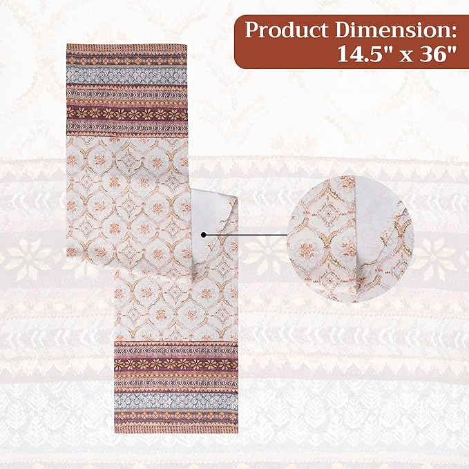 Maison d' Hermine Table Runner 100% Cotton Single Layer Table Runners 36 inches Long for Thanksgiving Christmas Decorations Home Kitchen Dining Party Wedding (Fair Isle, 14.5" x 36")