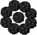 Flojery Black Silk Hydrangea Heads Artificial Flowers Heads with Stems for Home Wedding Decor,Pack of 10(Black)
