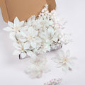 24Pcs White Glitter Poinsettia Christmas Tree Ornaments and Glitter Berries Stems, 16Pcs Christmas Artificial Flowers and 8 Pack Christmas Tree Picks for Wedding Holiday Decorations