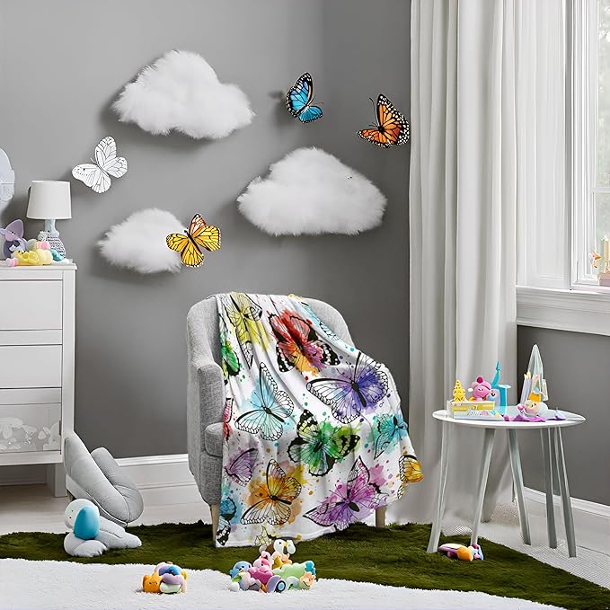 Jekeno Butterfly Throw Blanket Gifts for Women Girls, Christmas Birthday Valentines Butterfly Gifts for Butterflies Lovers Adult Kids, Colorful Blanket Decor for Home Bed Couch