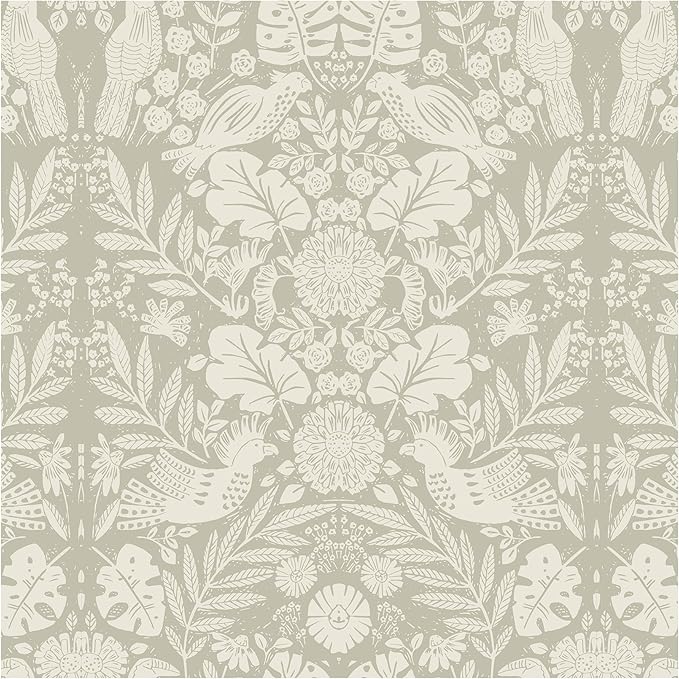 Boho Wallpaper Peel and Stick Wallpaper Vintage Leaf Contact Paper Self Adhesive Wall Paper Removable 17.3" X 197"Beige Art Decoration Floral Wallpapers for Bedroom Home Kitchen Cabinets Vinyl
