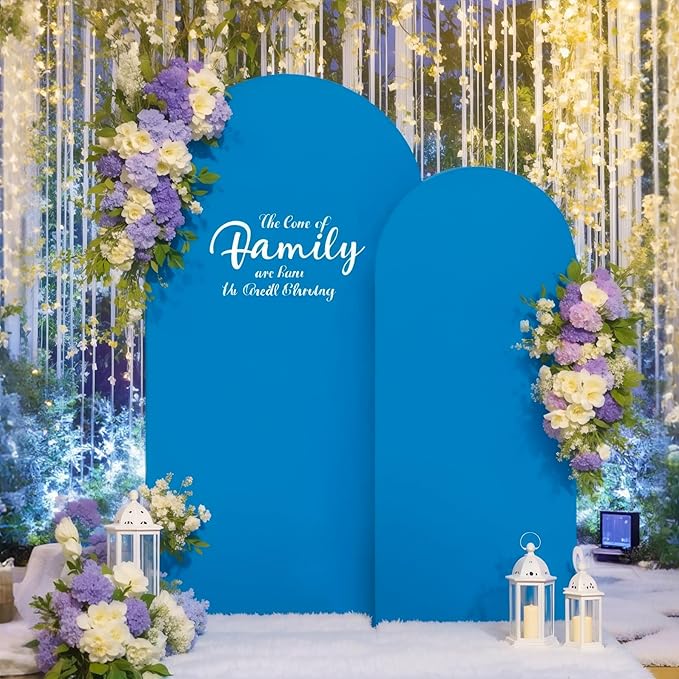 Blue Arch Backdrop Cover Set of 2 Baby Blue Arch Cover 7.2 and 6ft Wedding Arch Cover Stretchy Backdrop Bridal Baby Shower Birthday Party Arches Stand Covers Spandex