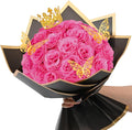 Waipfaru Glitter Roses Bouquet, DIY Fake Flowers Bouquet, Birthday Gifts for Women Mom, 24 Pcs Hot Pink Rose for Wife Girlfriend Valentines, Mothers Day, Anniversary, Graduation