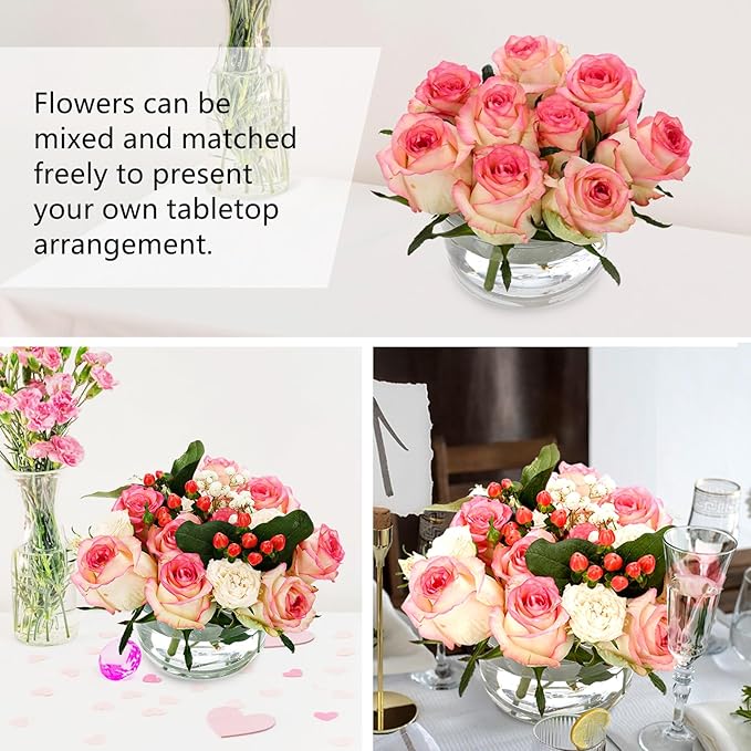 2PCS Acrylic Flower Vase for Centerpieces, 5.51" 12 Holes Clear Round Acrylic Flower Vase, for Wedding Birthday Party Table Decor Indoor/Outdoor Events