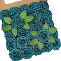 Artificial Flowers, 50pcs Dark Teal Artificial Rose for DIY Wedding Bouquets Centerpieces Arrangements, Dark Teal Rose and Dahlia Flowers with Stem for Bridal Shower Party Home Decorations