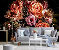 Black Floral Wallpaper Yellow Peony Rose Flower Wall Mural for Bedroom Living Room (Not Self-Adhesive)