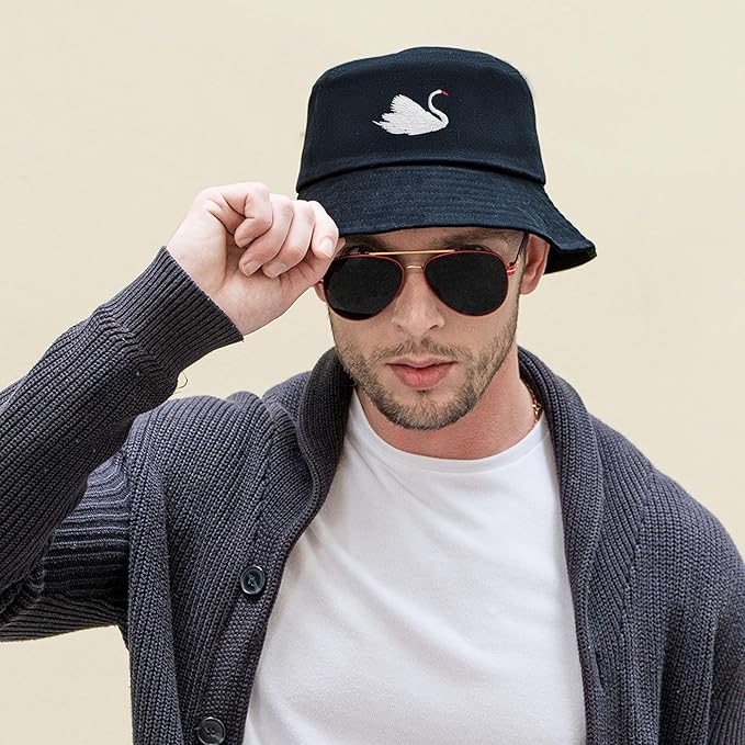 ZLYC Unisex Fashion Embroidered Bucket Hat Summer Fisherman Cap for Men Women