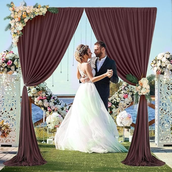 10 x 10 Feet Red Brown Backdrop Curtain for Partie, Background Curtains for Photoshoot, Birthday, Wedding, Halloween, Thanksgiving, Christmas, New Year Party Decorations 5Ft x 10Ft, 2 Panels