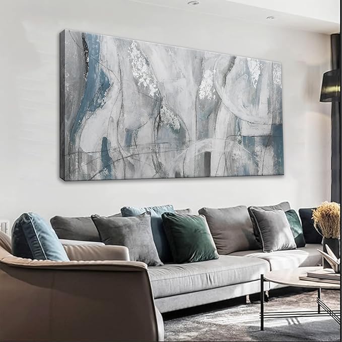 Abstract Wall Art For Living Room Canvas Art Wall Decor Blue Eclectic Decor Modern Canvas Wall Prints Abstract Wall Decor Suitable For Bedroom Apartment Office Dining Room Can Be Hung 24" X 48"