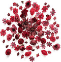 Floroom Mini Artificial Flower Heads Burgundy & Red Fake Peony Daisy Rose Multicolor Small Faux Silk Flower Heads for Cake Craft Garland Wedding Party Graduation Cap DIY Home Decoration, 0.8"-3.6"