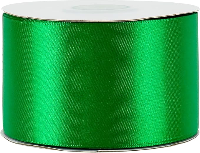 MEEDEE Satin Ribbon - 2 Inch Double Faced Satin in Emerald Green, 25 Yards for Christmas Tree, Crafts, Weddings, Flower Bouquets, Holiday Decor