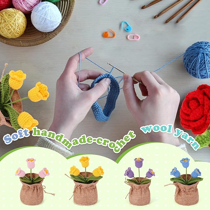 Crochet Flower Plant, Empathetic Flower Gift for Women & Men, Perfect for Birthday, Christmas, Mother's Day, Desk Decor, Birthday Decorations, Kids Party Decoration. Yellow Lily
