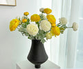7 pcs White and Yellow Peony Artificial Flowers with Stems for Vase, Fake Peonies Silk Flowers Arrangement for Home Office Farmhouse Indoor, Kitchen Dining Table Centerpiece Decorations