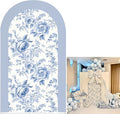 Blue and White Floral Arch Backdrop Cover Vintage Peony Arch Stand Spandex Cover Elegant Toile de Jouy Wedding Baby Shower Birthday Party Decoration French Country Style Background (G4229,6FT)