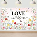 Avezano Love in Bloom Backdrop Banner 6 x 3.6 ft Floral Bridal Shower Decorations Pink Love in Bloom Wildflower Bridal Shower Party Decorations