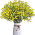 JIFTOK Babys Breath Artificial Flowers, 24 Pc Fake Flowers Gypsophila Bouquet Fall Flowers Artificial for Decoration, Real Touch Silk Flower for Wedding Christmas DIY Party Home Garden Office (Yellow)