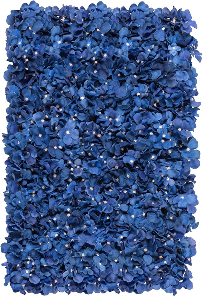 Flower Wall Panel Set, U'Artliens Artificial Wall Flower Backdrop 24x16 Inch 3D Silk Hydrangea Rose Floral Panel for Photo Background Home Party Wedding Backdrop Decoration(2pcs, Royal Blue)