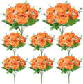 8 Pack Orange Peonies Artificial Flowers, Fall Fake Silk Hydrangea Bouquet for Bridal Wedding Home Table Decor Reusable Dining Opening Ceremony Birthday Arrangement Faux Floral