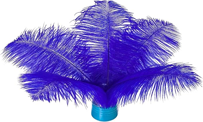 Piokio 20 pcs Blue Ostrich Feathers Plumes 6-8 inch(15-20 cm) Bulk for DIY Clothes, Feather Pens, Dream Catcher, Gatsby Decorations
