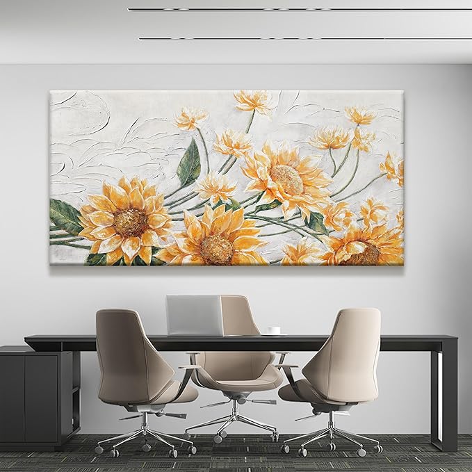 Suconvng Canvas Wall Art Living Room Home Wall Decor Modern Canvas Art Wall Decor 29x58 Inches Large Wall Art Elegant Sunflower Picture For Bedroom Dining Room Office Artwork