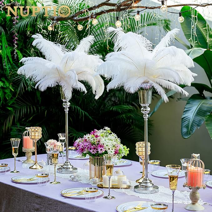 NUPTIO Flower Vase Centerpiece Wedding: 2 Pcs 26.7" Tall Silver Stand Metal Trumpet Vases for Wedding Party Table Decoartions