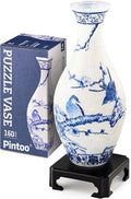 Pintoo 3D Puzzle Vase Unique Flower Vase Made by 160 Curved Plastic Puzzle Pieces House Warming Gift for Flower Arrangements and Home Decoration - [S1025] (Translucent, Magpies on Plum Tree)