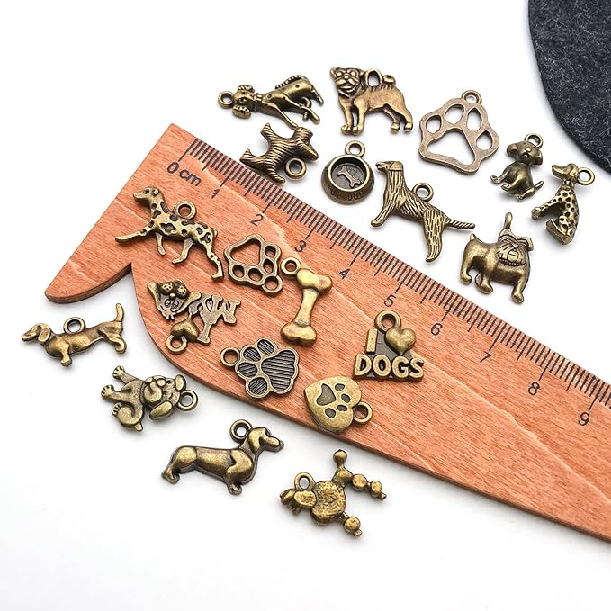 WOCRAFT 60pcs Antique Bronze Dogs Bracelet Charms for Jewelry Making Sets DIY Necklace Bracelet Keychain Crafting Charms Kit Craft Supplies (SN859)