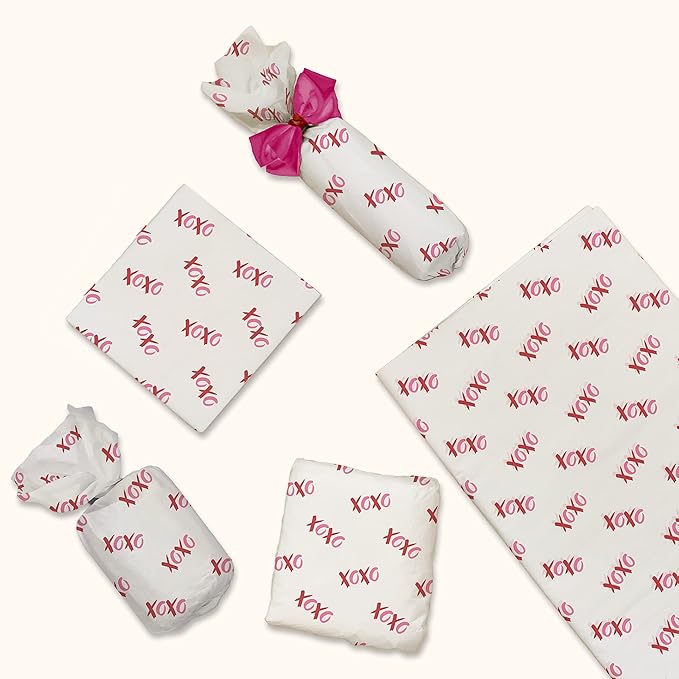 Pro Supply Global XOXO Printed Tissue Paper for Valentine's Day Gift Bags or Boxes and Wrapping - Bulk Decorative Art Tissue Paper for Packaging and Gifting | 24 Sheets 20" x 30"