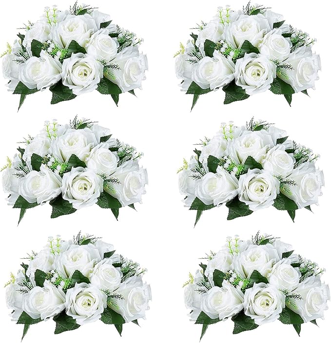 Sziqiqi Artificial Flowers Silk Rose Flowers for Wedding Centerpiece Party Birthday Anniversary Floral Arrangement Decorations