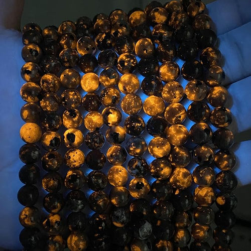 160PCS 4MM Flame Yooperlite Stone Beads Loose Beads for Jewelry Making DIY Bracelets Show Flame Color Under The Irradiation of UV Lamps 2 Strands